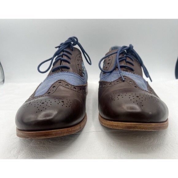 Robert Graham Mens Wingtip Oxford Shoes Brown Blue Paisley Lace Up Leather main image 16